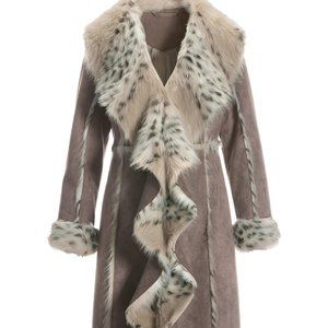 Boston Proper Animal Faux Fur Long Coat, NEW, Size M